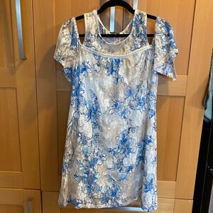Lily Rose Blue and White Flutter Sleeve Sundress
